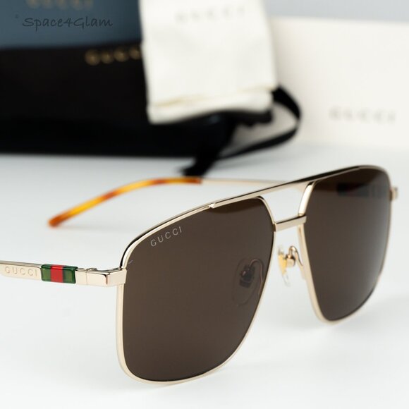 Gucci Women Sunglasses Gold Brown Aviator GG1676S NAVIGATOR 002 BRAND NEW main image 8